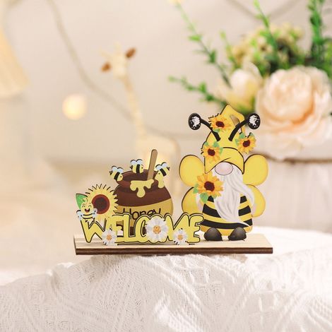 Panneau Décoratif En Bois - Thème Scolaire Et Maison - Motif Abeille Et Ruche - Pour Bureau Table Étagère Cheminée - 1 Pièce (1/5)