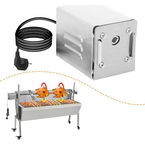YJINGRUI Moteur de Barbecue en Acier Inoxydable, 15W 40 kg, Moteur de Gril pour Kebabs, Poulet, Porc (220V AC) (1/5)