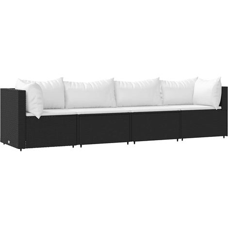 Maison Exclusive - 4-tlg. Garten-Lounge-Set mit Kissen Schwarz Po