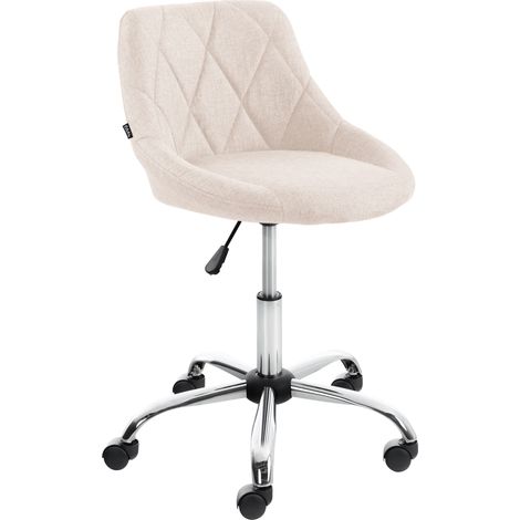 Tabouret de travail Lazio réglable en hauteur et pivotant Crème Tissu