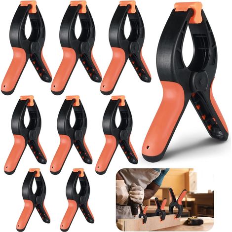 8 Pièces Pince à Ressort, 3/4 /6 Pouces Pince Plastique, Pinces Clips à Ressort en Nylon avec Mobiles Mâchoires pour Travaux Du Bois, Photographie, Terrasse, Bâche, Artisanat (1/5)