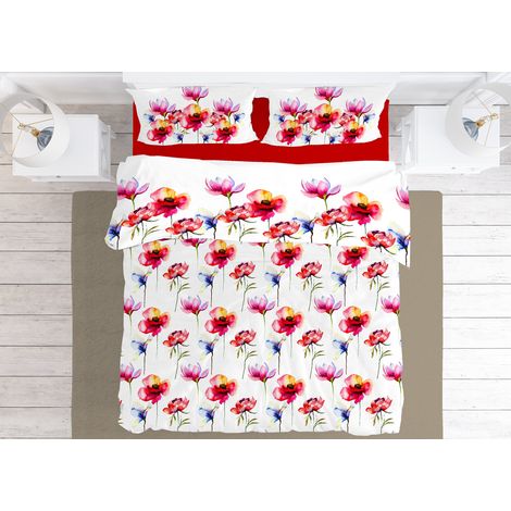 Sacco Copripiumino Federe Letto Matrimoniale Stampa Digitale Cotone Flora (1/4)