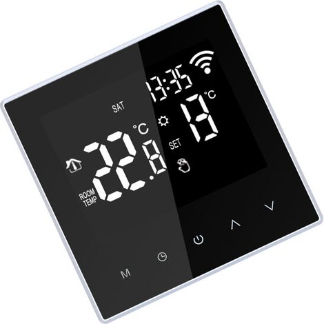 WiFi underfloor heating thermostat, APP control, programmable weekly cycle, large LCD screen, suitable for home, school, office, hotel, 16A (with Wi-Fi function). (1/5)