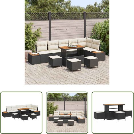 Gartenbank - Gartensofa-set 10 pcs Schwarz Poly-Rattan (1/5)