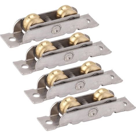 Ruote per porte scorrevoli, due ruote - Rulli in ferro, scorrevoli per binari di porte scorrevoli, rulli per vetro, 4 pezzi (1/5)
