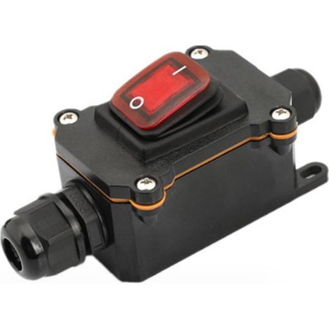 IP65 interrupteur de câble en ligne étanche avec LED rouge, 12–24V 220V 16A 30A DPST interrupteur à bascule, positions marche/arrêt (12-24V 30A double voie)