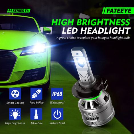 Fateeye Car LED phares Bulbe H4 H7 H11 9005 9006 6500K LUMIÈRE DE RUNDRE 13000lm / paire 60W / paire (1/4)