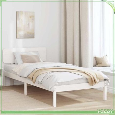 Cadre de lit - ABI - Blanc - Pin massif - 70 x 190 cm - 1 place (1/5)