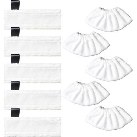 5 Bonnettes pour Buse de Sol en Microfibre + 5 Chiffons pour Buse à Main Accessoire lavables Compatibles avec Kärcher EasyFix SC2, SC3, SC4, SC5 Nettoyeurs Vapeur (1/5)