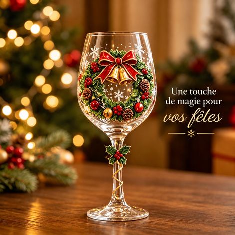 Verre à pied couronne de Noël coupe festive en verre résistant 301-400ml Ø69x108mm – Livraison gratuite