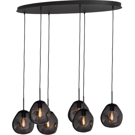 Lampe suspendue Lava Oval 6x verre à fumée Ø 24cm - 2764-05-130-50-60561