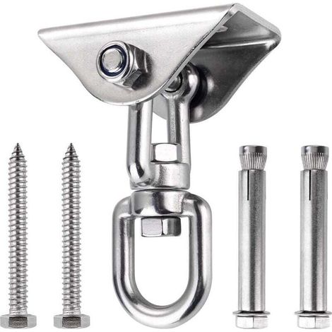YMYNY Innovative ceiling hook with 304 stainless steel, 500 kg load capacity, 360° rotation, suspension for concrete wood sets, hanging chair, hanging lamp, hammock, yoga, with 4 mounting screws (1/4)