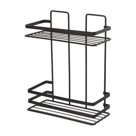 Mensola rettangolare Feridras 2 ripiani acciaio nero 24x11x30cm (1/3)