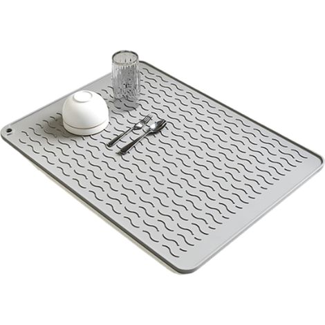 Abtropfmatte für Geschirr, faltbare Silikon-Küchenarbeitsplattenmatte, 3-fach faltbare, rutschfeste Faltmatte, hitzebeständig, grau, 30 x 40 cm. (1/5)