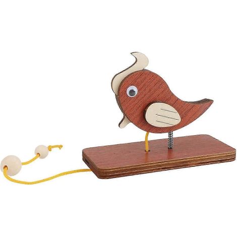 Sonnette de porte pic-vert, heurtoir pic-vert, jouet pour enfants, sonnette en bois facile à installer, décoration à suspendre pour fenêtre intérieure ou chambre.-Brown (1/5)