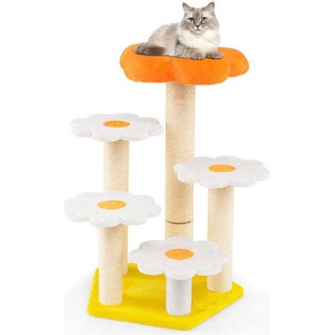 Tour pour chat à 4 plateformes et perchoir moelleux, arbre à chat avec griffoirs sisal pour chatons et chats seniors (1/5)
