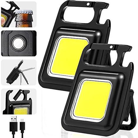 kleine Taschenlampen (300 mA), wiederaufladbare Schlüsselanhänger-Taschenlampe mit 500 Lumen, Mini-Taschenlampe, tragbare Taschenlampe mit Ständer (1/5)