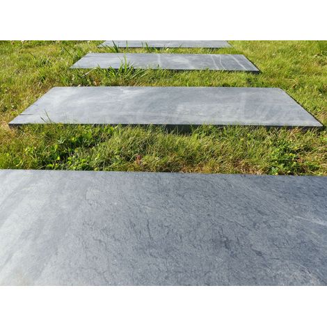 Classgarden – Pas japonais en ardoise sciée 80x30 cm – Épaisseur 3 cm – 4 bouts sciés pour allée naturelle – Poids 21 kg (1/5)