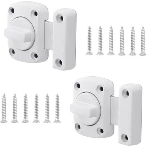 2 verrous de porte antivol avec vis,Verrou rotatif,Verrou de porte pour salle de bain, chambre à coucher, toilettes, porte (1/4)