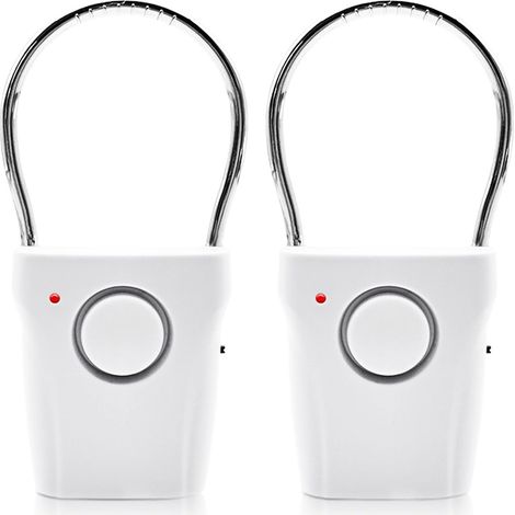 Türgriffalarm – 2er-Pack – Weißes ABS – 120 dB Vibrationsalarm – Sicherheit für Reisen, Hotel und Zuhause – 7,5 x 2,5 x 15 cm (1/5)