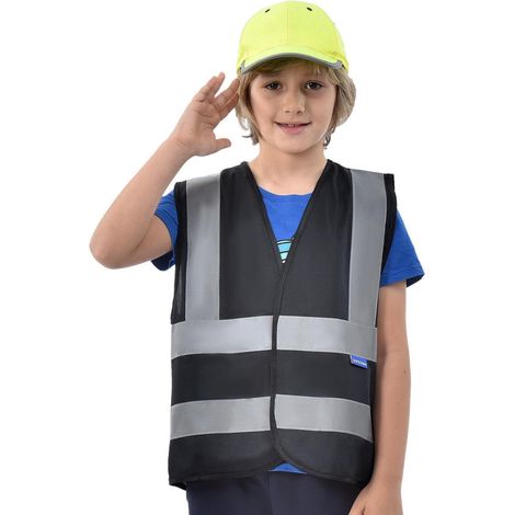 Gilet de sécurité enfant haute visibilité noir 6-9 ans (1/5)