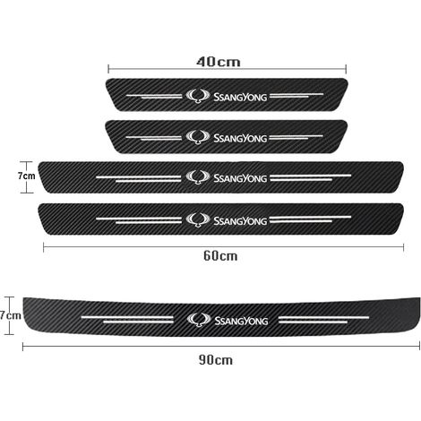 (5 pièces pour Ssangyong) Seuil de porte de voiture en fibre de carbone pour Ssangyong Kyron Rexton Korando Actyon,autocollants pour pare-chocs arrière et coffre Accessoires (1/3)