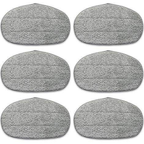6 tampons pour housse de vadrouille Leifheit CleanTenso pour nettoyage en profondeur des pores, vadrouille à vapeur avec dessous velcro, gris (1/4)