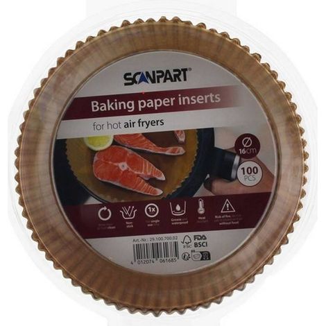 ScanPart 2910070002 Papier pour friteuse à air chaud, 16 cm, rond, 100 (1/2)