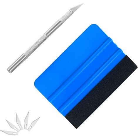 Kit de papel tapiz, kit de 7 piezas para envoltura de autos con espátula y vinilo, con 1 almohadilla de fieltro, 1 cuchilla, 5 cuchillas, kit de instalación de película para ventanas con espátula de p (1/5)