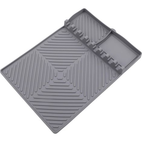 Plateau en Silicone pour Grille Latérale de Barbecue - 40 x 29 cm - Gris - Tapis pour Outils de Barbecue - Nettoyage Facile (1/5)