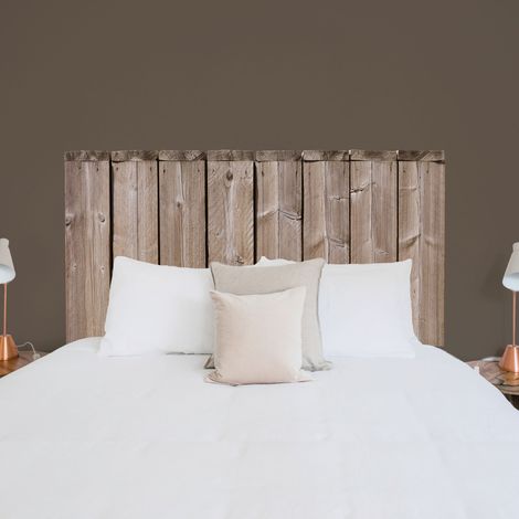 Papier peint tête de lit, pré-encollé, planches de bois brut, bois rustique, trompe l'oeil, 83 cm X 160 cm (1/5)