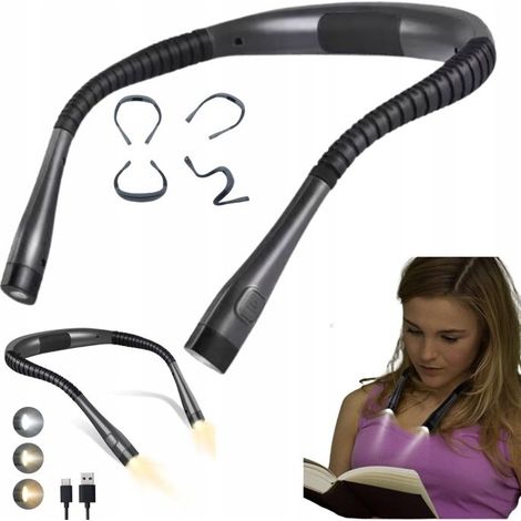 LAMPE DE COU À LED POUR LECTURE DE LIVRES 3 COULEURS RECHARGEABLE FLEXIBLE USB (1/5)
