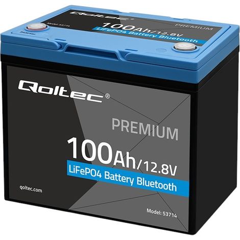 Batterie lithium-fer-phosphate Qoltec LiFePO4 12,8 V 100 Ah 1280 Wh BMS Bluetooth (5901878537146) (1/3)