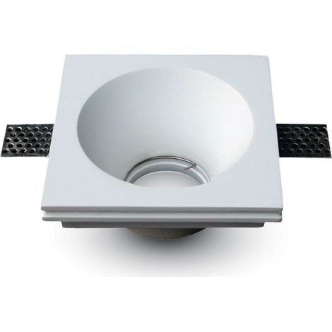 Portalámparas LED empotrable cuadrado V-TAC GU10 y GU5.3 (MR16) Cuerpo de yeso blanco
