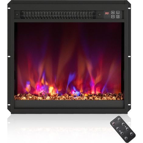 COSTWAY Caminetto Elettrico da Incasso, Inserto Camino Elettrico con Riscaldamento 1500W, Telecomando, Timer 0,5-9H, Effetto Fiamma Regolabile, Termostato e Protezione da Surriscaldamento (49x12x45cm) (1/5)