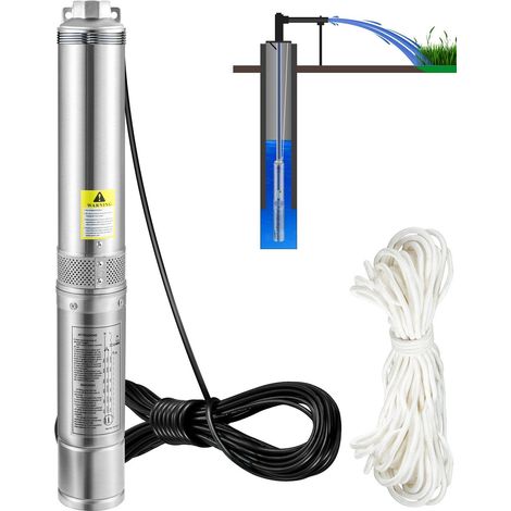Pompe submersible profonde 750W 230V/50Hz, 105L/min, 62 m de hauteur, résistante au sable, inox 89 cm, l'industrie et l'irrigation (1/5)