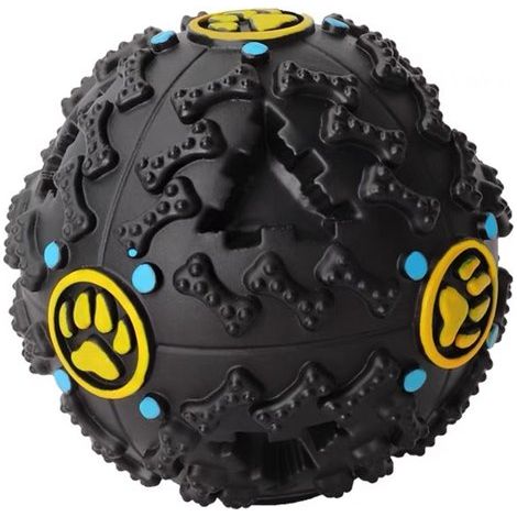 Balle à croquettes anti-glouton – Jouet d'entraînement intelligent et interactif – Résistante et anti-ennui pour chiens – Noire – 7 cm (1/5)