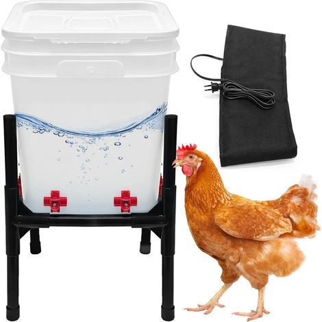 Abreuvoir automatique pour poules avec chauffage, abreuvoir à volaille 12L avec 8 mamelons, système antigel pour poulailler, installation polyvalente (1/5)