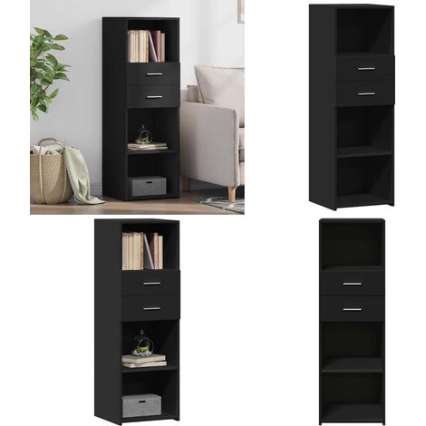 Buffet haut noir 40x42,5x124 cm bois d'ingénierie - Buffet - Meuble De Rangement - Commode - Mobilier - Design Intemporel - Home & Living (1/5)