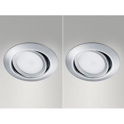 Runder LED Einbaustrahler Decke Doppelpack schwenkbar Chrom glänzend 5 Watt (1/5)