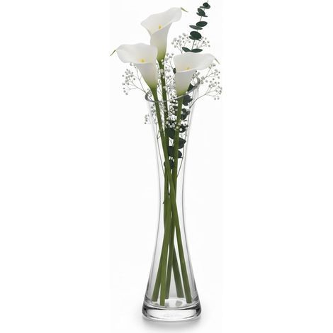 Petit Vase de 25cm de Haut avec Un Cou Fin et étroit,vases en Verre Transparent à Bouche Petite,Vase à Fleurs en Verre pour la décoration de la Maison,Salon,Bureau et centres de Table,Transparent (1/5)