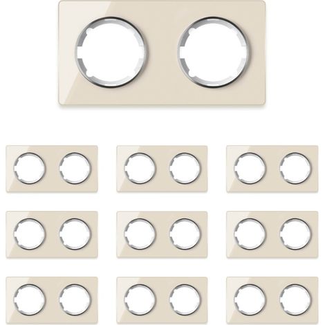 Plaque de finition OneKeyElectro Garda, horizontal, 2 postes, lot de 10, beige (1/5)