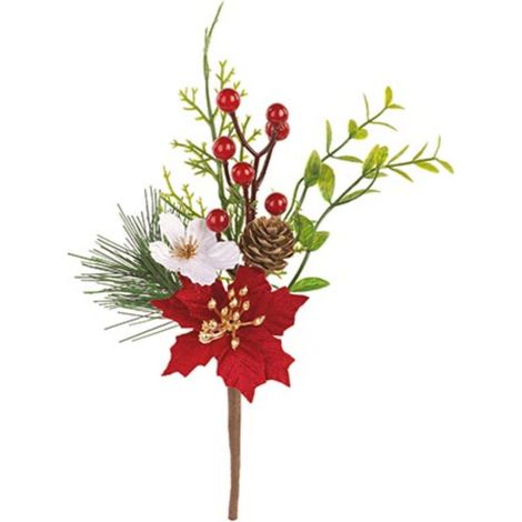 Rametto con stella di Natale ed elleboro alto 23 cm (1/3)