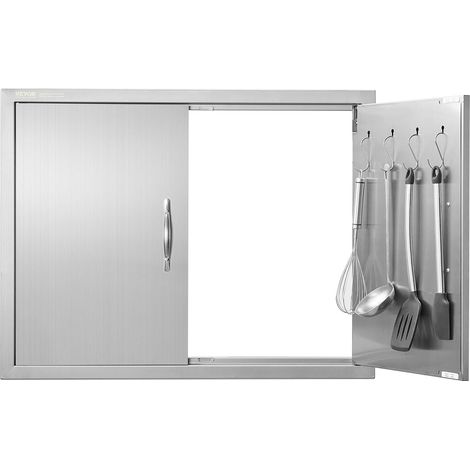 VEVOR Porta di Accesso da Cucina, Porta Doppia per Cucina da Esterno 78,7x60,9 cm, Porta da Incasso in Acciaio Inox con Maniglie e Ganci, per Isola BBQ, Stazione per Grigliate (1/5)