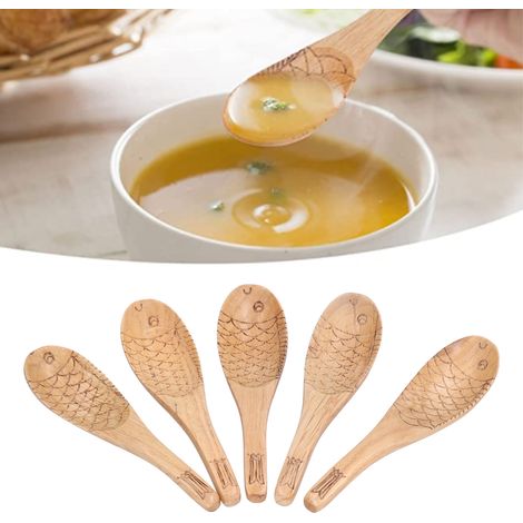 Cuillère à riz sculptée en forme de poisson, cuillère à soupe, cuillère à soupe en forme de poisson, vaisselle (1/5)