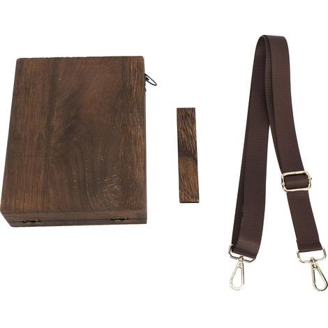 Boîte en bois portable, sac de rangement, sac messager fait main, marron anthracite, conception antichoc, avec bandoulière. (1/5)