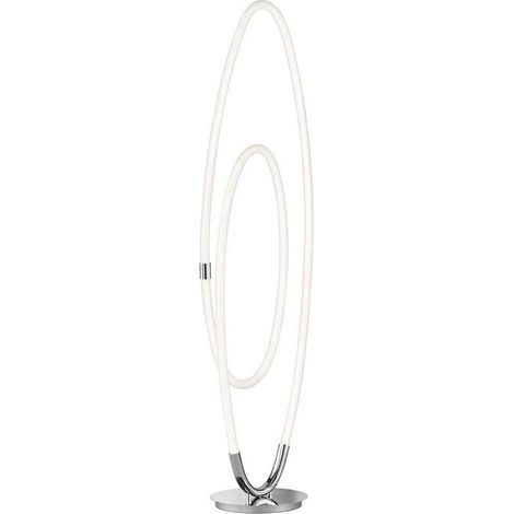 Lampadaire LED dimmable lampe de salon moderne sur pied chrome lampadaire incurvé, métal, 59W 6700Lm blanc chaud, LxlxH 36x25x140 cm, Wofi 3883.01.01.9000 (1/2)