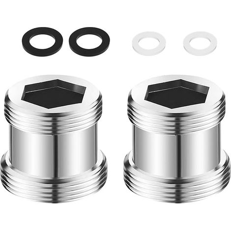 Paquet de 2 Adaptateur de Robinet Mâle-Mâle 20/22 mm en Laiton pour Cuisine et Salle de Bain - Connecteur d’Aérateur et Adaptateur pour Robinet M20/M22 (1/5)