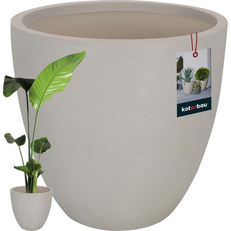 KOTARBAU® Pot de Fleur Interieur, Cache Pot Plante Ø 46 cm, Fibreclay, Pot pour Orchidées, Pot de Fleurs, Bac à Fleurs, Aspect Béton, Beige (1/5)