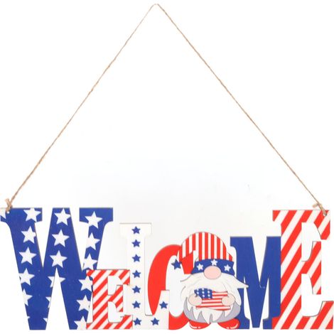 Independence Day Welcome Sign Wooden Alphabet Welcome Hanging Furnishing Decoration for Door Market (1/5)
